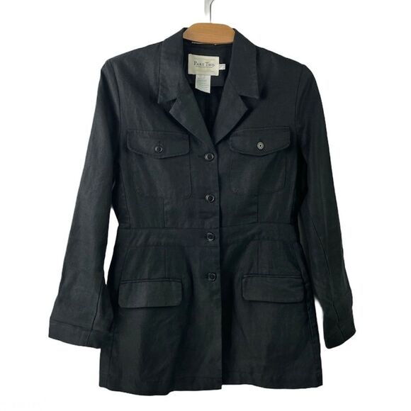 PART Two Black 100% Linen Safari Jacket US 6 - Picture 1 of 4